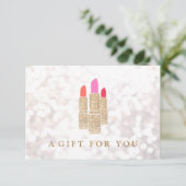 Gold Sequel Lipstick Beauty Salon Geschenkgutschei (Stehend Vorderseite)