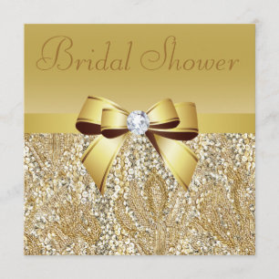 Gold-Sequenzen, Bow & Diamond-Brautparty Einladung