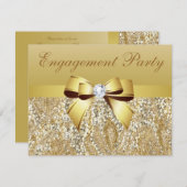 Gold Sequenzen, Bow & Diamond Engagement Party Einladung (Vorne/Hinten)