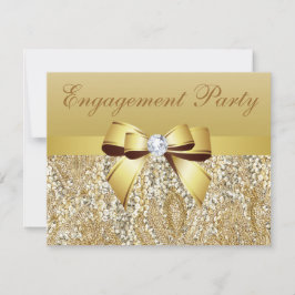 Gold Sequenzen, Bow & Diamond Engagement Party Einladung