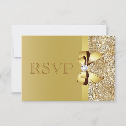 Gold-Sequenzen, Bow & Diamond-UAWG RSVP Karte (Vorderseite)