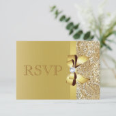 Gold-Sequenzen, Bow & Diamond-UAWG RSVP Karte (Stehend Vorderseite)