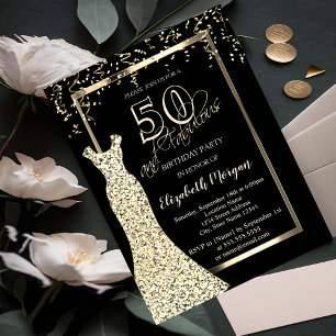 Gold-Sequin-Kleid 50. Geburtstag Einladung