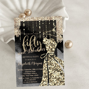 Gold-Sequin-Kleid 50. Geburtstagsfeier Einladung