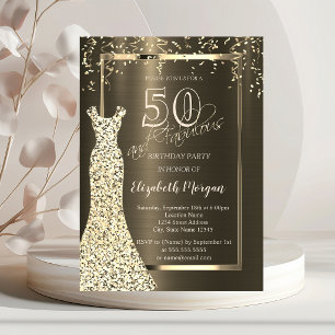 Gold-Sequin-Kleid Brauner Metallic 50. Geburtstag Einladung