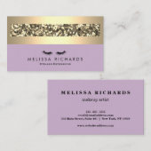 Gold & Sequin Makeup Artist Eyelash Extensions Visitenkarte (Vorne/Hinten)