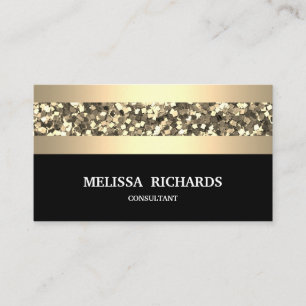 Gold Sequin Striping Modernes, stilvolles Schwarz Visitenkarte