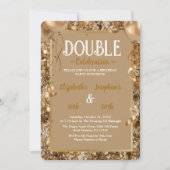 Gold Sequins Adult Double Joint Birthday Party Einladung (Vorderseite)