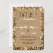 Gold Sequins Adult double Joint Birthday Party Einladung (Vorderseite)