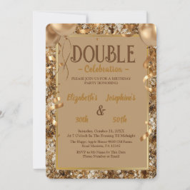 Gold Sequins Adult Double Joint Birthday Party Einladung