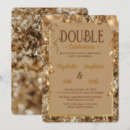 Gold Sequins Adult Double Joint Birthday Party Einladung