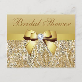 Gold Sequins, Bow & Diamond Brautparty Einladung