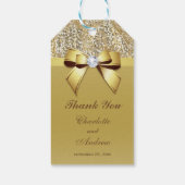 Gold Sequins Bow Diamond Wedding Geschenkanhänger (Rückseite)