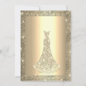 Gold Sequins, Chic Diamonds Dress Quinceañera Einladung (Rückseite)