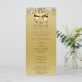 Gold Sequins Diamond Bow Wedding Program Programm (Stehend Vorderseite)