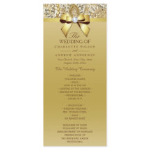 Gold Sequins Diamond Bow Wedding Program