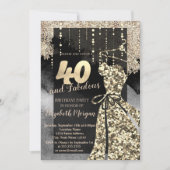 Gold Sequins Dress 40. Geburtstag Party Einladung (Vorderseite)