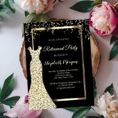 Gold Sequins Dress Black Retirement Party Einladung