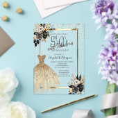 Gold Sequins Dress Black Rose 50. Geburtstag Acryleinladungen (In Situ (Hochzeit))