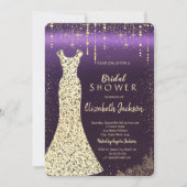 Gold Sequins Dress, Confetti Lila Brautparty Einladung (Vorderseite)
