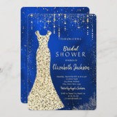 Gold Sequins Dress, Confetti Royal Blue Bridal Einladung (Vorne/Hinten)
