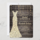 Gold Sequins Dress, Confetti Wood Bridal Showe Einladung (Vorderseite)