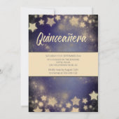 Gold Sequins Kleid Moon Stars Quinceañera Einladung (Rückseite)
