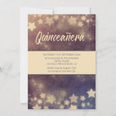 Gold Sequins Kleid Moon Stars Quinceañera Einladung (Rückseite)