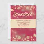 Gold Sequins Kleid Moon Stars Quinceañera Einladung (Rückseite)