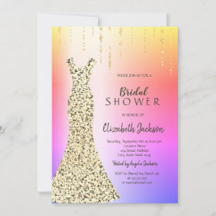 Gold-Sequins-Kleid Ombre-Brautparty Einladung