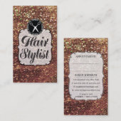 GOLD Sequins Sparkle Bling Hair Stylist Terminkarte (Vorne/Hinten)