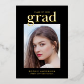 Gold Serif Custom Color Graduation Party Folieneinladung (Vorderseite)