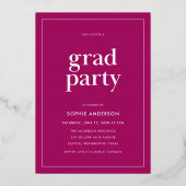Gold Serif Custom Color Graduation Party Folieneinladung (Rückseite)