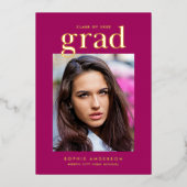 Gold Serif Custom Color Graduation Party Folieneinladung (Vorderseite)