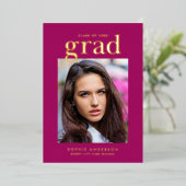 Gold Serif Custom Color Graduation Party Folieneinladung (Stehend vorne)