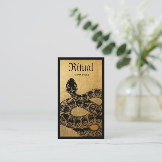 Gold Serpent Snake Business Card Visitenkarte (Stehend Vorderseite)