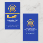 Gold Serving Dish Cutlery Bright Blue Butler Visitenkarte (Vorne/Hinten)