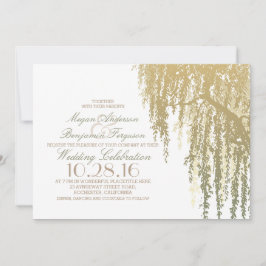 Gold Shades Willow Tree Elegante Hochzeit Einladung