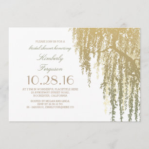 Gold Shades Willow Tree Elegantes Brautparty Einladung
