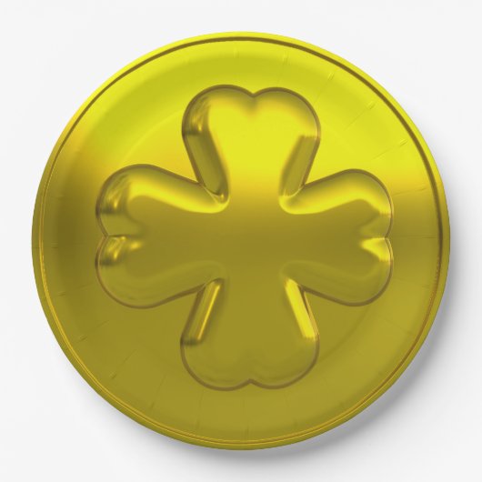 Gold Shamrock Coin Luxury for St. Patrick’s Day Pappteller (Vorderseite)