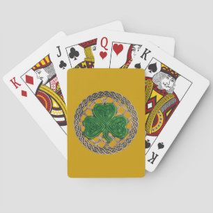 Gold Shamrock On Celtic Knots Playing Cards Spielkarten