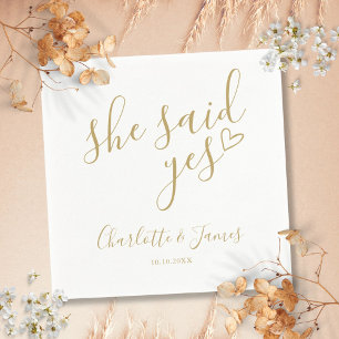 Gold she Said Yes Engagement Party Liebe Herz Serviette