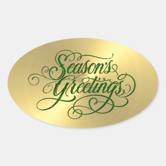 Gold Sheen Green Season's Greetings Sticker (Vorderseite)