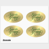 Gold Sheen Green Season's Greetings Sticker (Blatt)