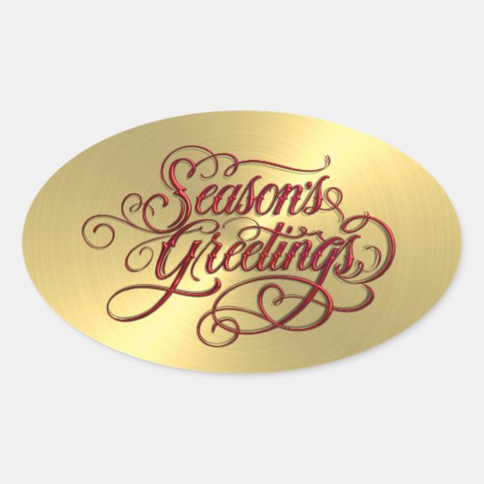 Gold Sheen Red Season's Greetings Sticker (Vorderseite)