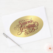 Gold Sheen Red Season's Greetings Sticker (Umschlag)
