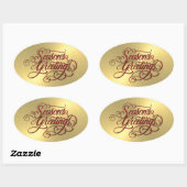 Gold Sheen Red Season's Greetings Sticker (Blatt)