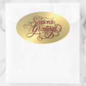 Gold Sheen Red Season's Greetings Sticker (Tasche)
