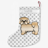 Gold Shih Tzu Niedlich Cartoon Dog & Name Kleiner Weihnachtsstrumpf (Rückseite)