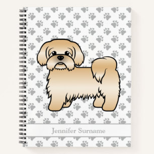Gold Shih Tzu Niedlich Cartoon Dog & Name Notizblock